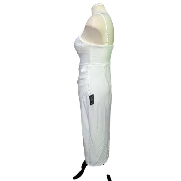 Lulus Always Turning Heads White Bustier Tulip Midi Dress Sz Medium Womens White - Picture 16 of 16
